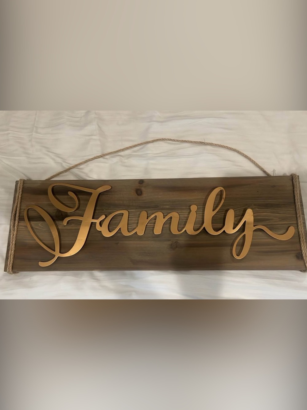 Family Wooden Wall Sign with Gold Script